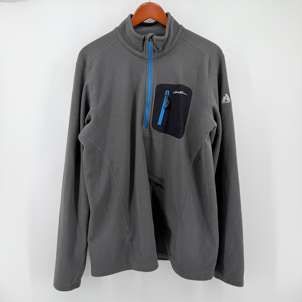 Eddie Bauer Tall Large TL First Ascent Cloud Layer 1/4 Zip Fleece Pullover Gray